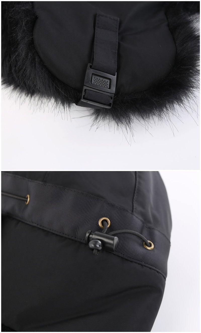 Connectyle Unisex Faux Fur Lined Trooper Trapper Hats with Ear Flaps, 55 60cm, Black - Image 4